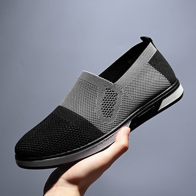 Heren Mesh Casual Sneakers Lichtgewicht Ademende Sneaker Casual Sportschoenen Gebreid Comfortabel Plat