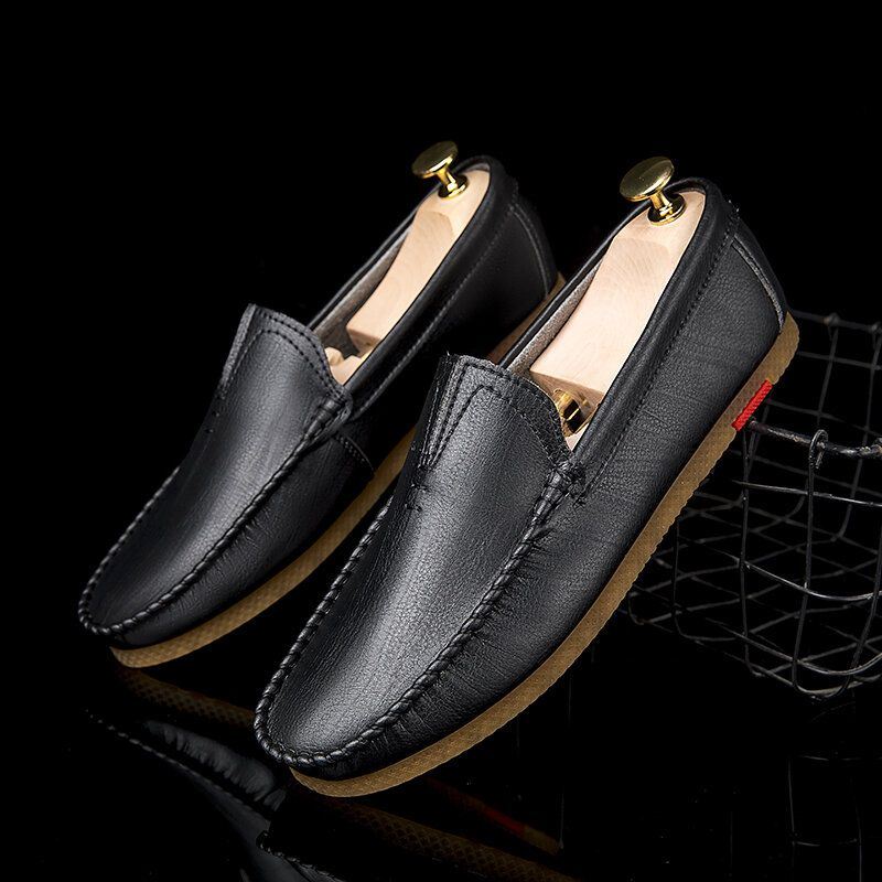 Heren Microfiber Ademend Comfortabele Bodem Slip On Casual Leren Loafers Schoenen