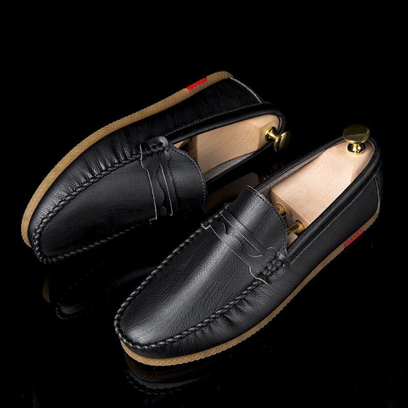 Heren Microfiber Ademend Comfortabele Bodem Slip On Driving Loafers Casual Lederen Schoenen