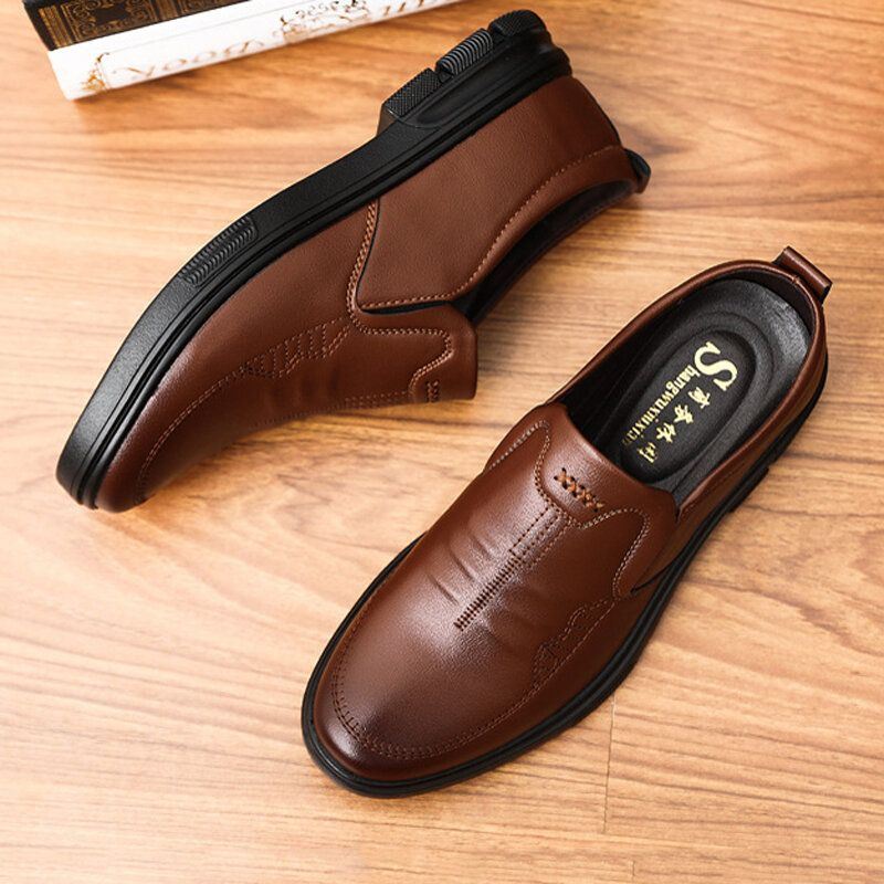 Heren Microfiber Ademend Zachte Comfortabele Bodem Slip On Casual Klassieke Zakelijke Schoenen