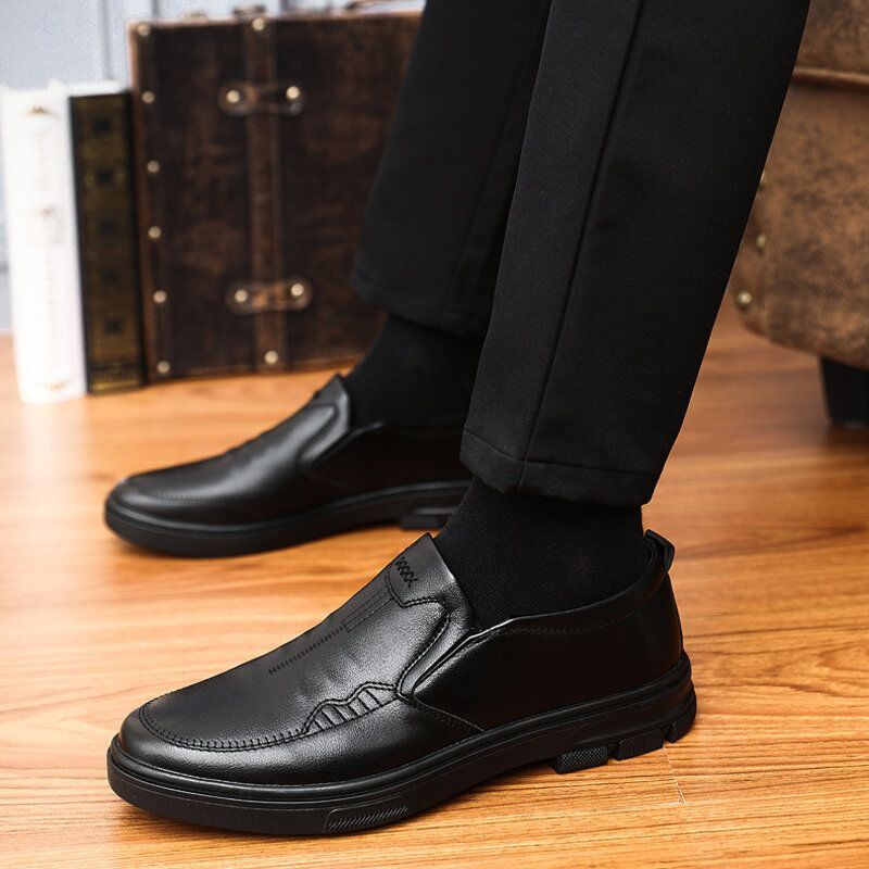 Heren Microfiber Ademend Zachte Comfortabele Bodem Slip On Casual Klassieke Zakelijke Schoenen