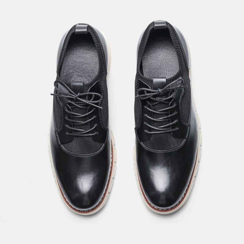 Heren Microfiber Ademende Stof Splicing Zachte Zool Puntige Teen Zakelijke Casual Oxfords Schoenen