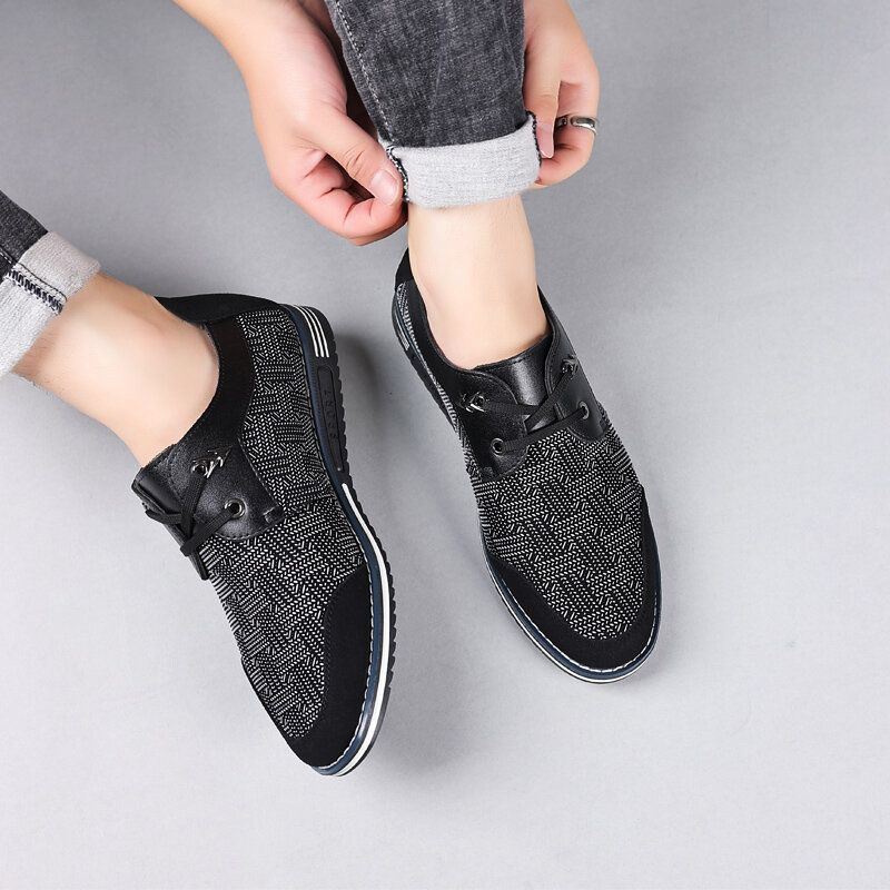 Heren Microfiber Ademende Zachte Bodem Lace Up Comfy Loafers Casual Business Shoes