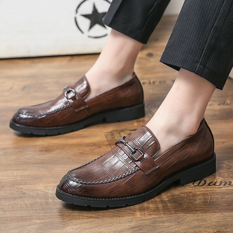 Heren Microfiber Ademende Zachte Zool Retro Slip On Engeland Stijl Casual Zakelijke Schoenen