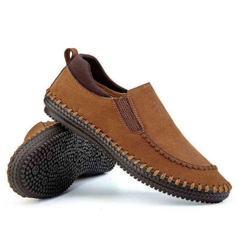 Heren Microfiber Handstiksels Ademende Zachte Slip On Comfy Casual Business Shoes