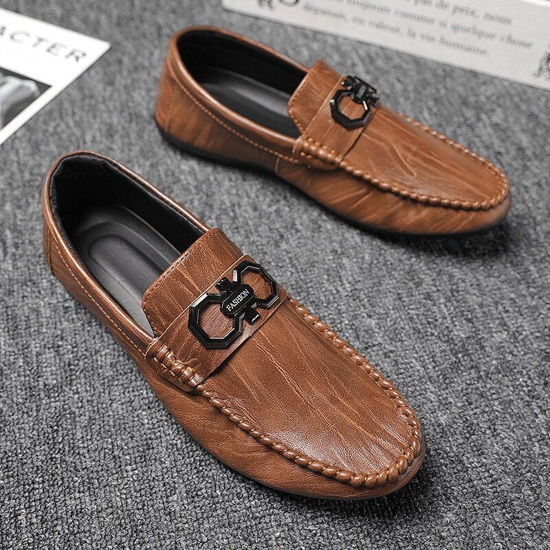 Heren Microfiber Leer Ademend Antislip Comfortabel Rijden Casual Loafers