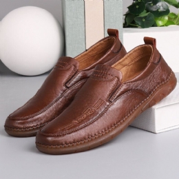 Heren Microfiber Leer Ademend Handstiksel Zachte Zool Oude Peking Casual Zakelijke Schoenen