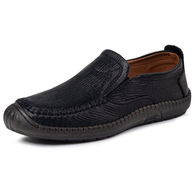 Heren Microfiber Leer Ademend Handstiksels Non-slip Slip On Casual Business Shoes