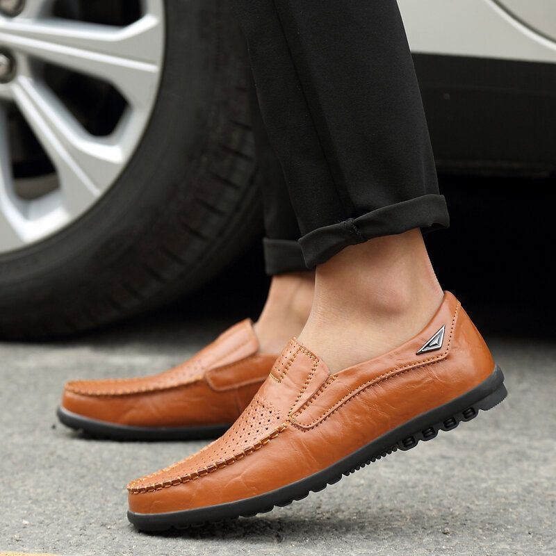 Heren Microfiber Leer Ademend Non-slip Hollow Out Casual Business Shoes