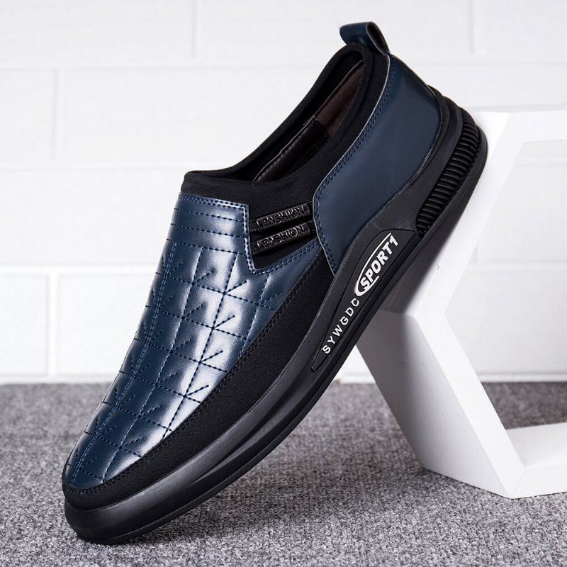 Heren Microfiber Leer Splicing Antislip Soft Casual Business Slip On Shoes