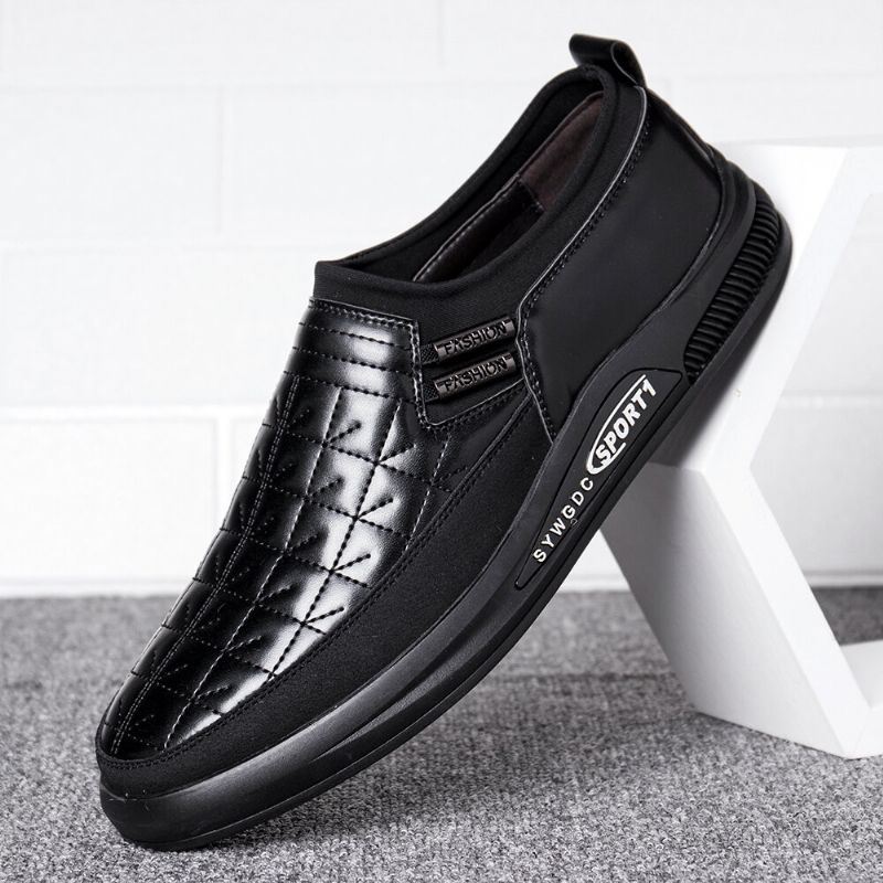 Heren Microfiber Leer Splicing Antislip Soft Casual Business Slip On Shoes