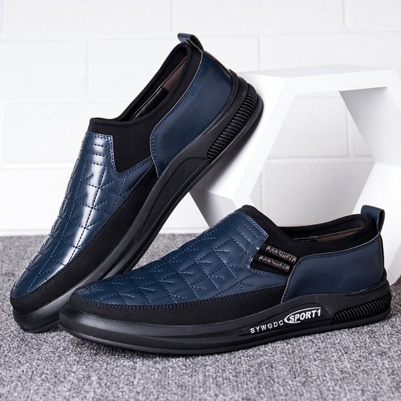 Heren Microfiber Leer Splicing Antislip Soft Casual Business Slip On Shoes