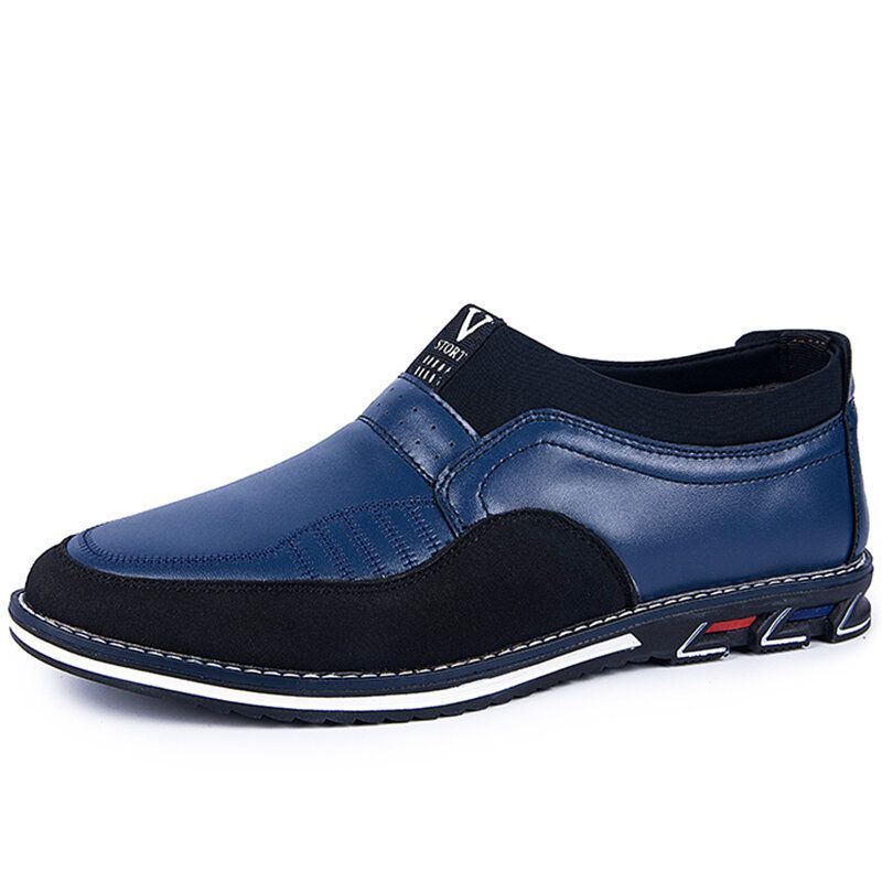 Heren Microfiber Leer Splicing Non-slip Slip On Business Casual Schoenen