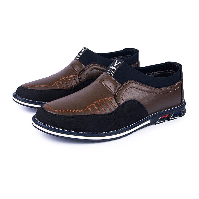 Heren Microfiber Leer Splicing Non-slip Slip On Business Casual Schoenen