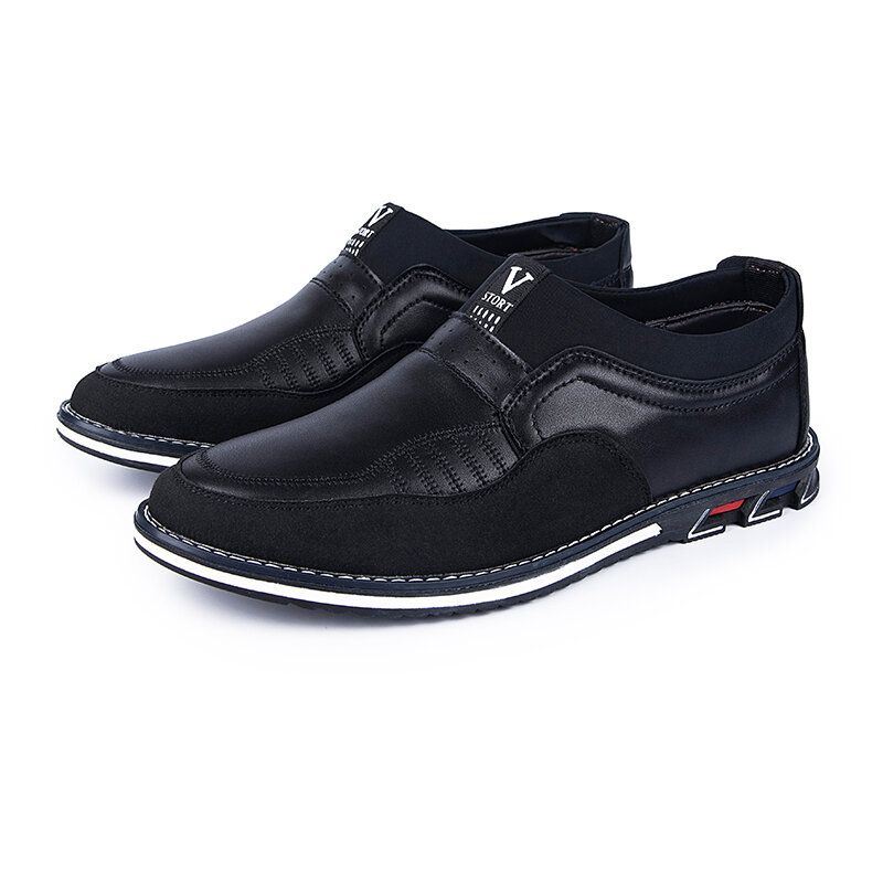 Heren Microfiber Leer Splicing Non-slip Slip On Business Casual Schoenen