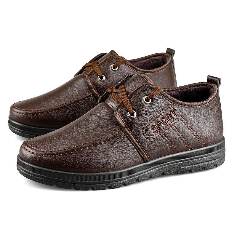 Heren Microfiber Leer Warm Gevoerde Non-slip Business Casual Schoenen