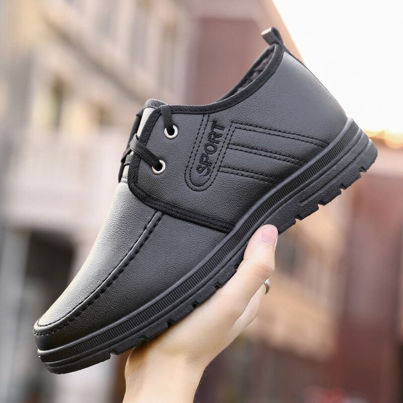 Heren Microfiber Leer Warm Gevoerde Non-slip Business Casual Schoenen