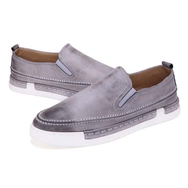 Heren Mode Schoenen Pu Ronde Neus Slip Op Outdoor Sneakers Vintage Stijl