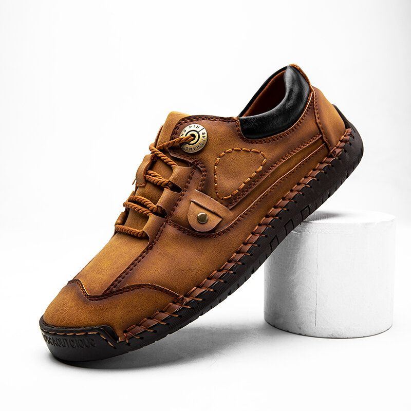 Heren Outdoor Anti-collision Teen Microfiber Leather Hand Stitching Business Casual Schoenen