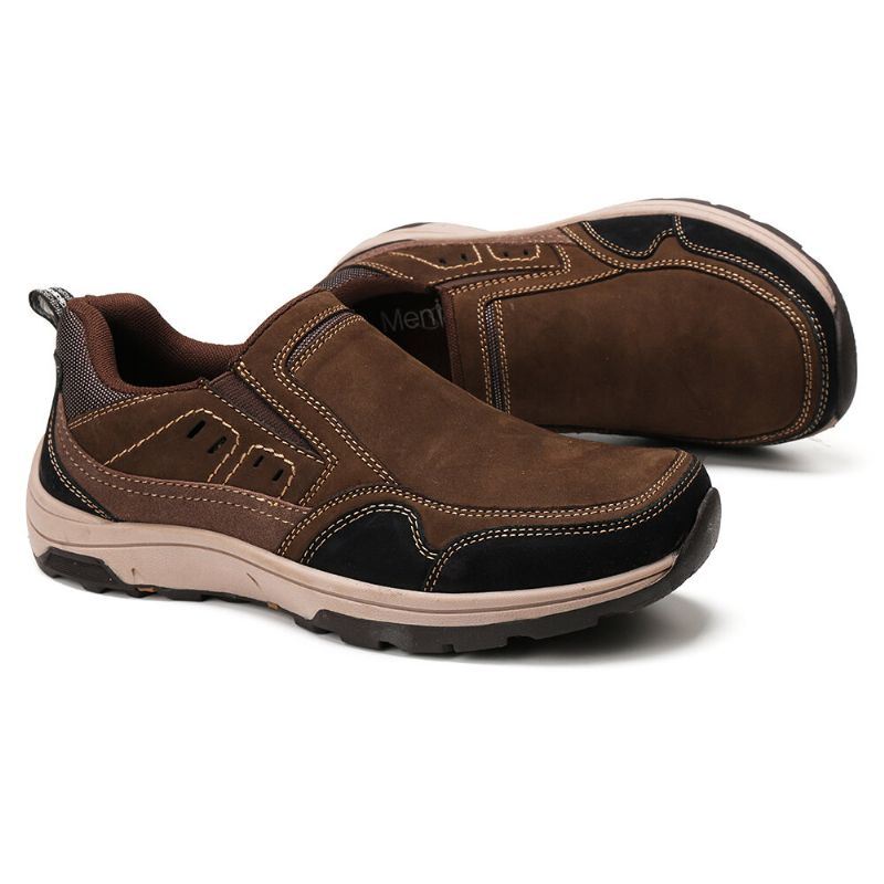 Heren Outdoor Non-slip Comfy Slip-on Casual Leren Schoenen