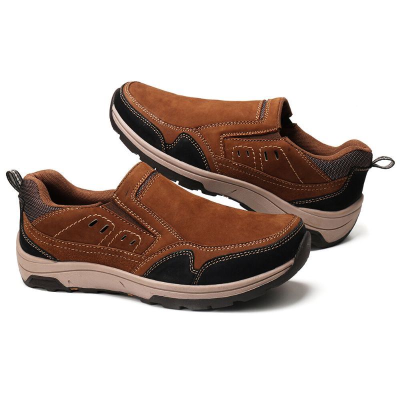 Heren Outdoor Non-slip Comfy Slip-on Casual Leren Schoenen