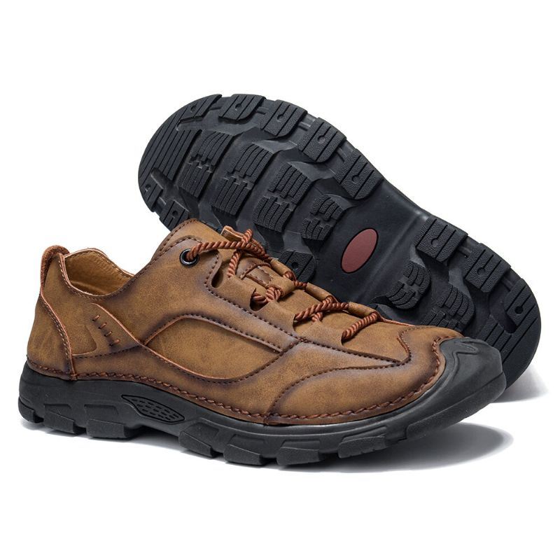 Heren Outdoor Stiksels Leer Antislip Soft Sole Retro Casual Schoenen