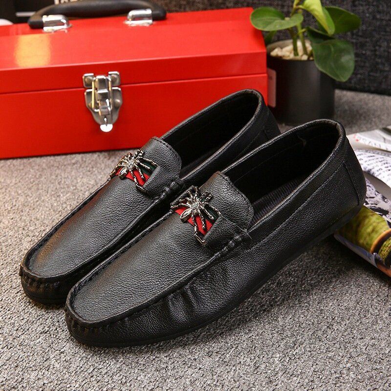 Heren Pu Vlinder Decoratie Mode Zakelijke Slip Op Leren Loafers