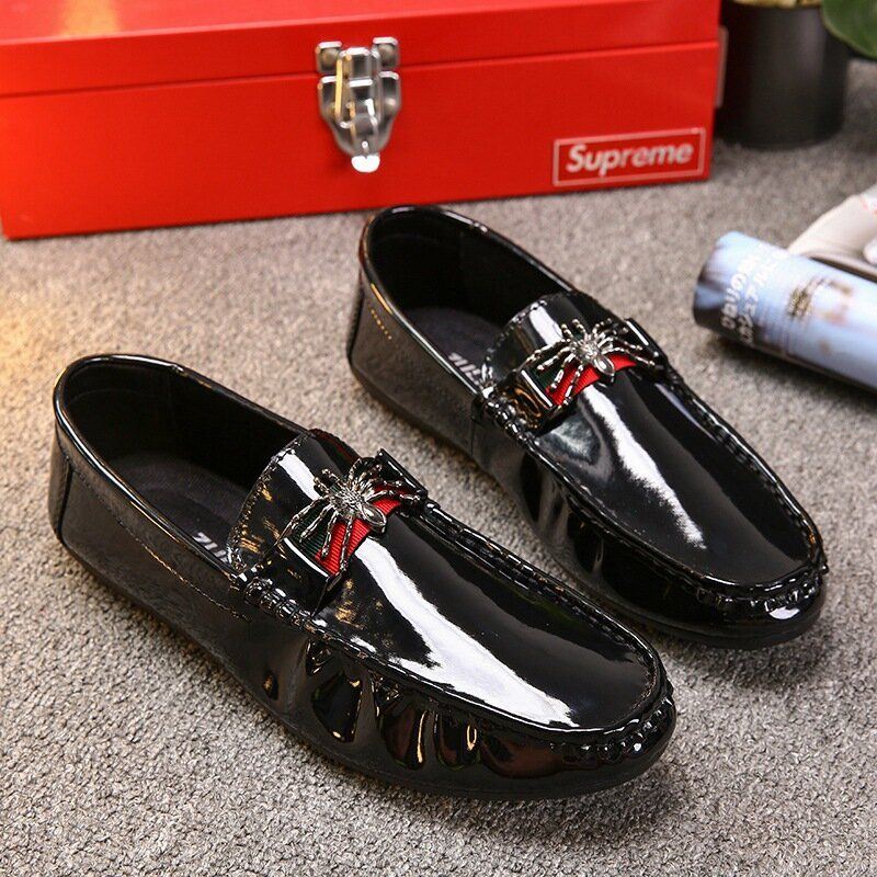 Heren Pu Vlinder Decoratie Mode Zakelijke Slip Op Leren Loafers