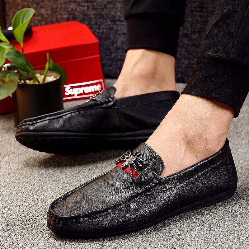 Heren Pu Vlinder Decoratie Mode Zakelijke Slip Op Leren Loafers