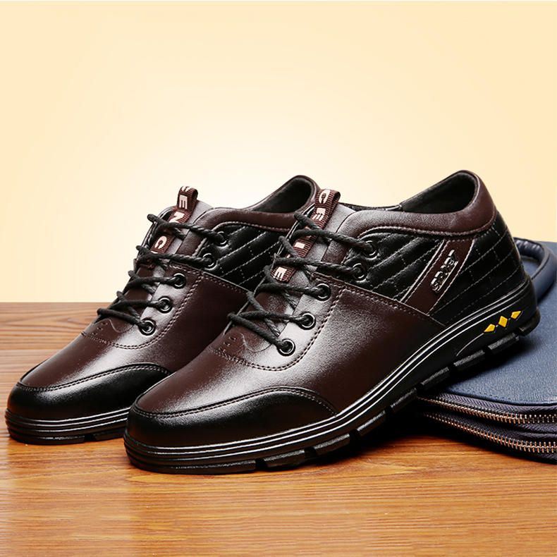 Heren Pure Color Comfy Lace Up Verhoogde Schoenen