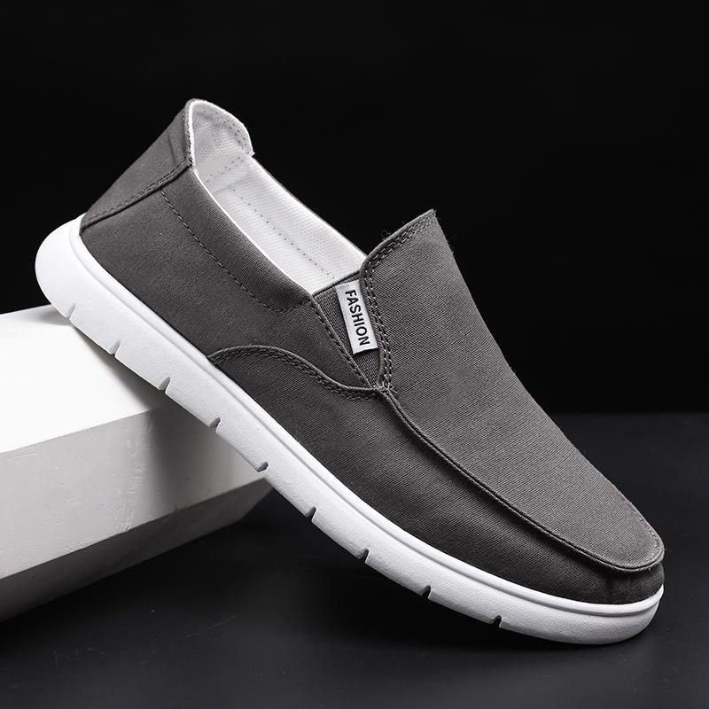 Heren Pure Kleur Canvas Ademende Slip On Flats Casual Schoenen