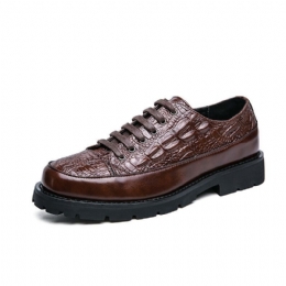 Heren Retro Krokodil Embossing Lace Up Jurk Casual Schoenen