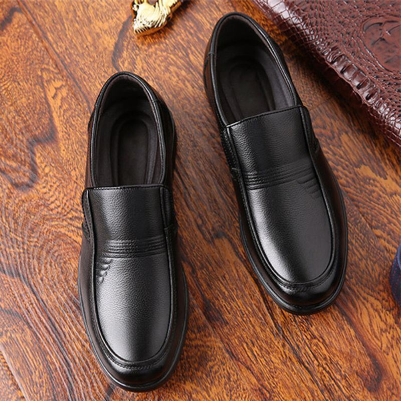 Heren Ronde Neus Comfort Slip On Business Casual Loafers Katoenen Schoenen