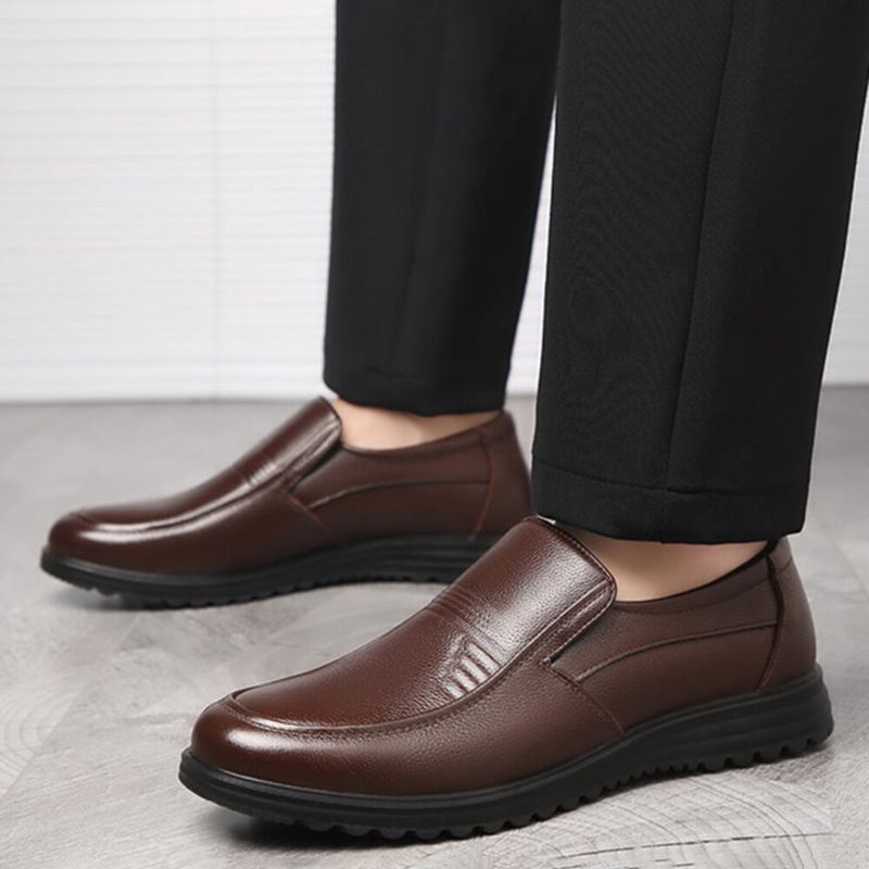 Heren Ronde Neus Comfort Slip On Business Casual Loafers Katoenen Schoenen