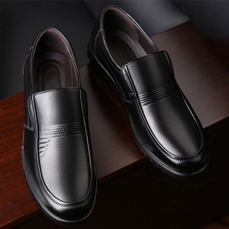 Heren Ronde Neus Comfort Slip On Business Casual Loafers Katoenen Schoenen