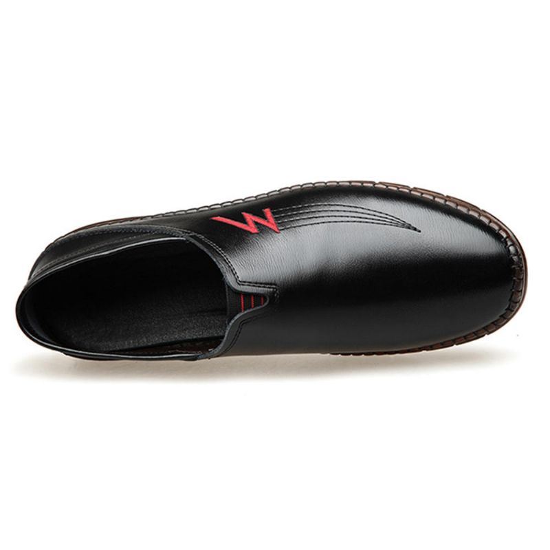 Heren Rundleder Stiksels Zachte Slip Op Casual Loafers