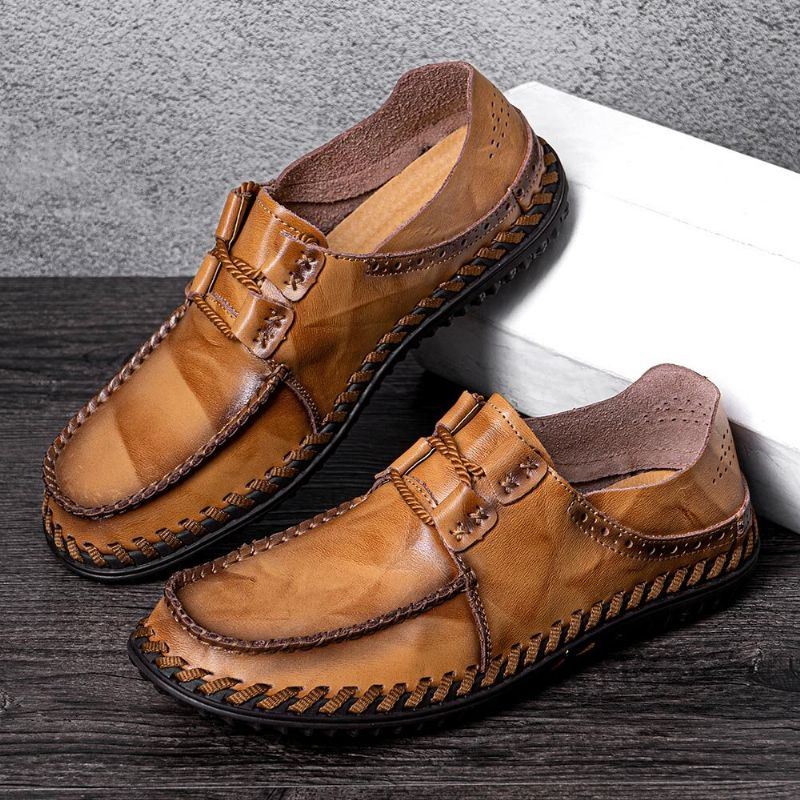 Heren Rundleer Ademend Zachte Bodem Lace Up Comfy Loafers Casual Business Shoes