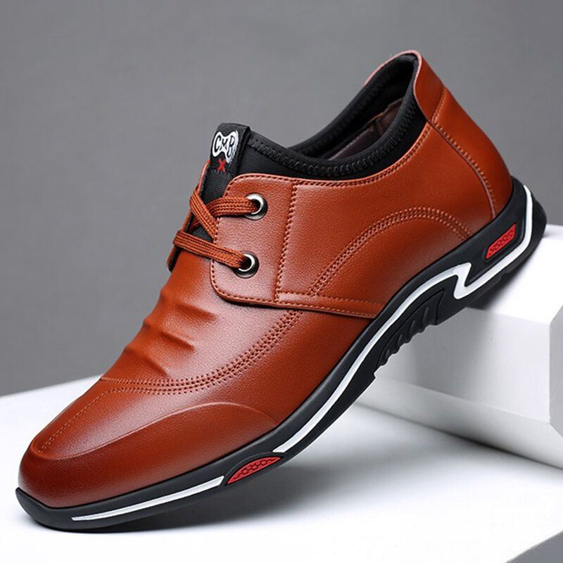 Heren Rundleer Ademend Zachte Bodem Non-slip Lace Up Casual Business Shoes