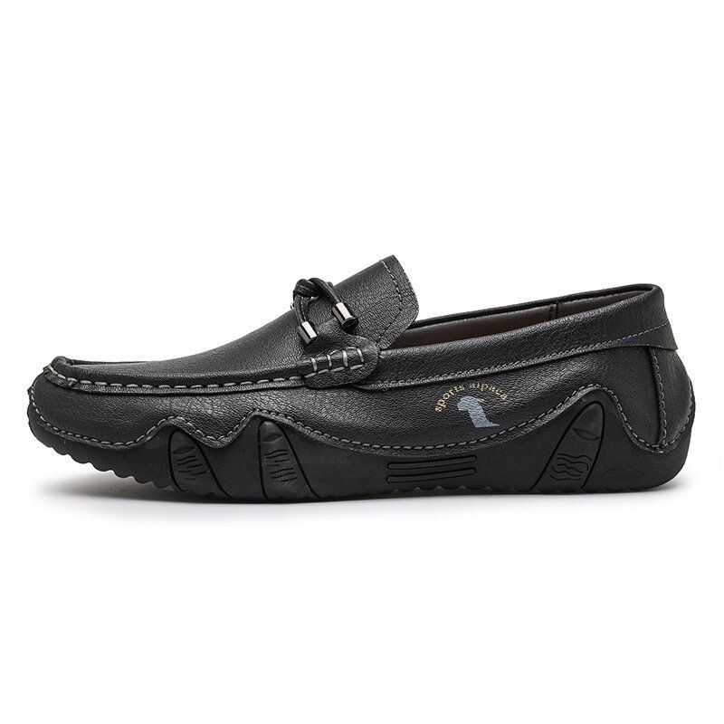 Heren Rundleer Ademend Zachte Zool Slip On Korte Solid Casual Rijschoenen