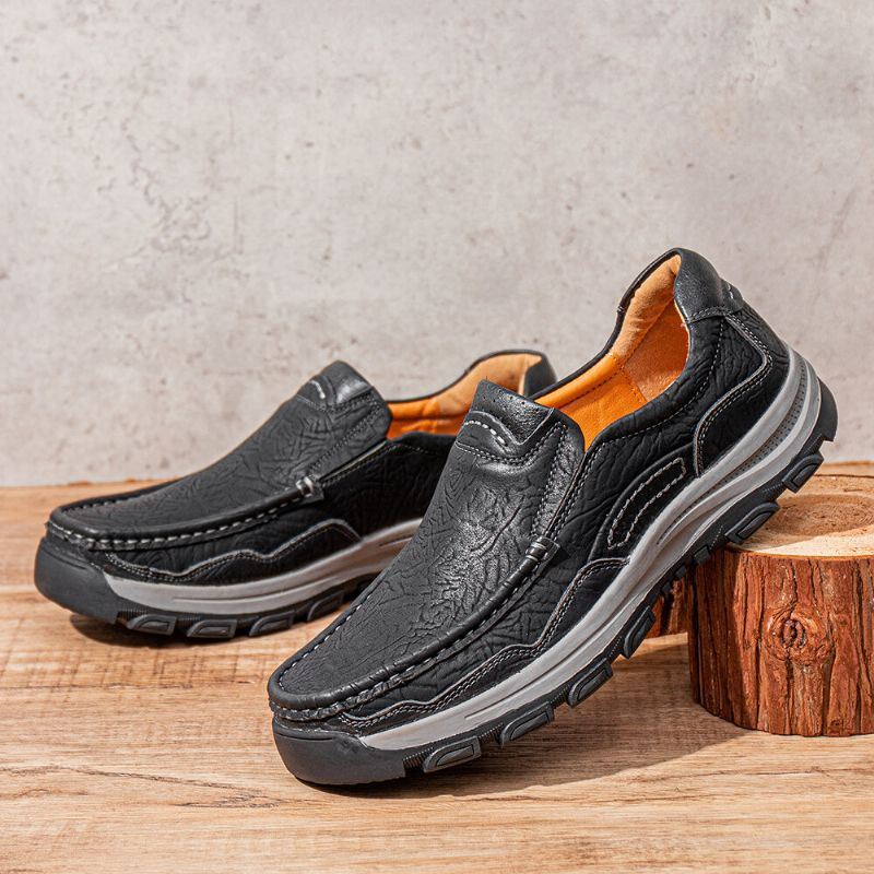 Heren Rundleer Ademende Zachte Zool Comfortabele Slip On Outdoor Sport Casual Schoenen