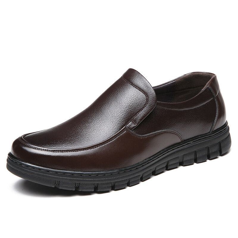 Heren Rundleer Warm Gevoerd Casual Zachte Zool Antislip Zakelijke Schoenen