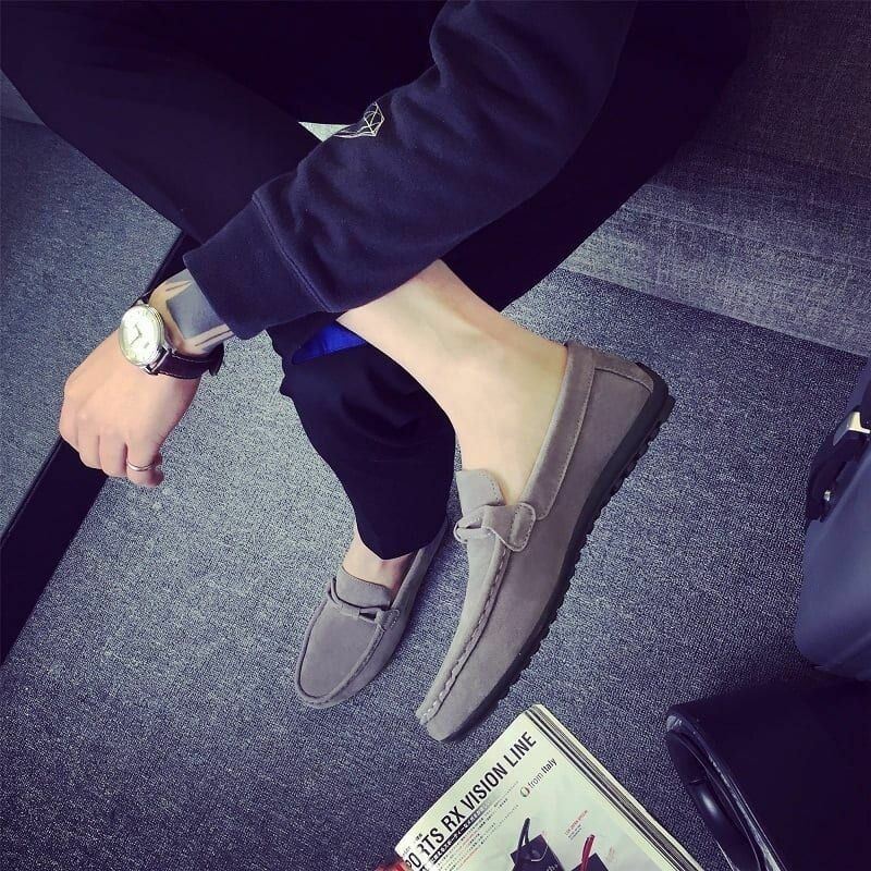 Heren Slip On Casual Soft Walking Driving Suede Flats