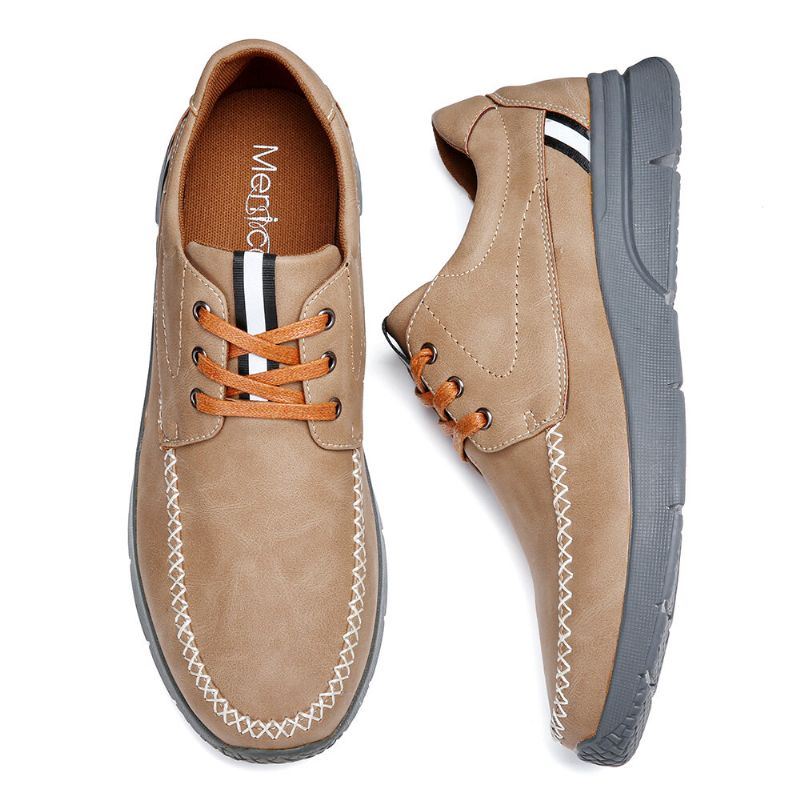 Heren Stiksels Microfiber Leer Comfortabele Veterschoenen Zakelijke Casual Schoenen