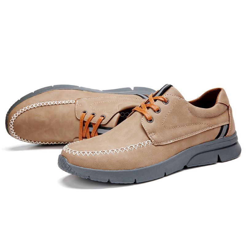 Heren Stiksels Microfiber Leer Comfortabele Veterschoenen Zakelijke Casual Schoenen