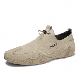 Heren Strakke Steken Varkensleer Comfy Antislip Zachte Slip On Casual Rijschoenen