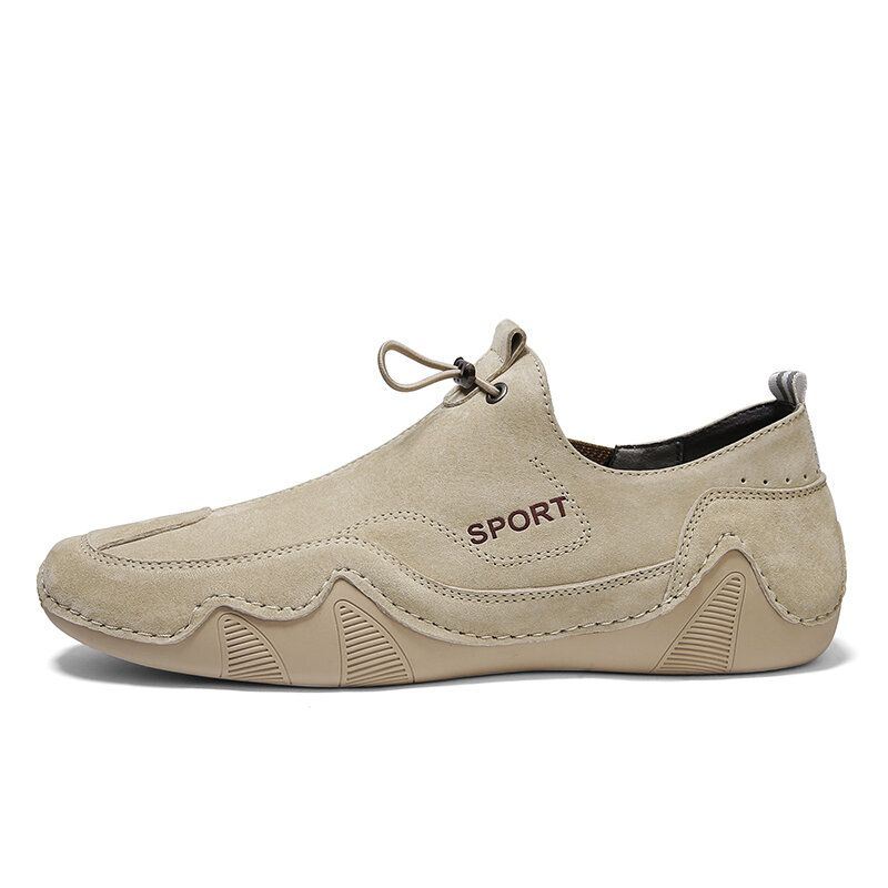 Heren Strakke Steken Varkensleer Comfy Antislip Zachte Slip On Casual Rijschoenen