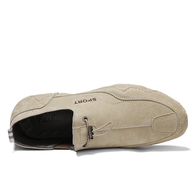 Heren Strakke Steken Varkensleer Comfy Antislip Zachte Slip On Casual Rijschoenen