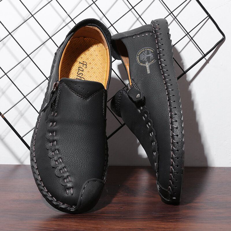 Heren Vintage Casual Side Zipper Soft Microfiber Leather Shoes