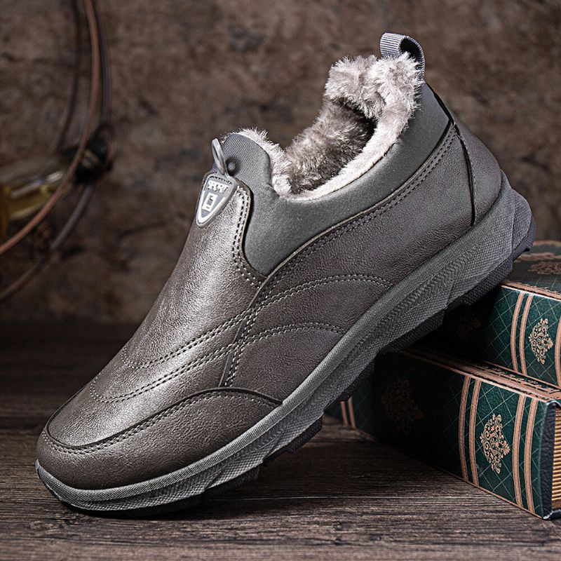 Heren Waterdichte Antislip Warme Pluche Voering Slip Op Casual Schoenen