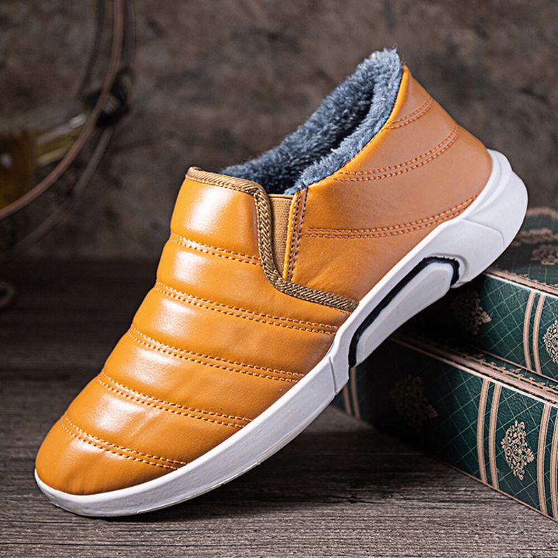 Heren Winter Warm Pluche Voering Zachte Zool Antislip Instappers Casual Schoenen